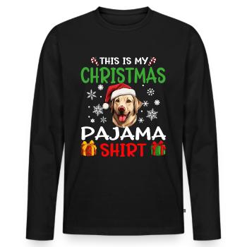 Labrador Retriever Dog Christmas Pajama - Männer Premium Bio Langarmshirt - Schwarz - Vorne - Nico (187cm)