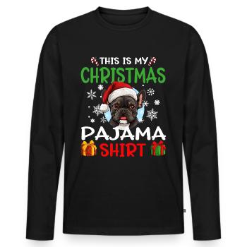 French Bulldog Frenchie Dog Christmas Pajama - Männer Premium Bio Langarmshirt - Schwarz - Vorne - Nico (187cm)