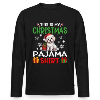 Pyjama de Noël pour chien maltais Joyeux Noël - T-shirt manches longues Premium bio Homme - noir - Devant - Nico (187cm)