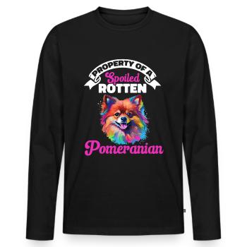 Pom Dog Pom-Pom - Property of a spoiled rotten - Men's Premium Organic Long Sleeve Shirt - black - Front - Nico (187cm)