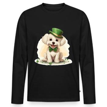 Chien maltais Fête de la Saint-Patrick Fête de la Saint-Patrick - T-shirt manches longues Premium bio Homme - noir - Devant - Nico (187cm)