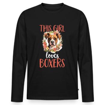 Boxer chien race animal de compagnie - cette fille aime les boxers - T-shirt manches longues Premium bio Homme - noir - Devant - Nico (187cm)