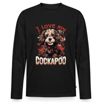 Cockapoo chien race animal de compagnie J’aime mon Cockapoo - T-shirt manches longues Premium bio Homme - noir - Devant - Nico (187cm)