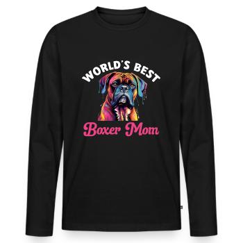 Boxer Dog Breed Pet - Meilleure maman Boxer du monde - T-shirt manches longues Premium bio Homme - noir - Devant - Nico (187cm)