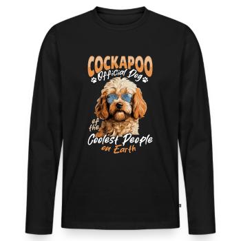 Cockapoo Race de chien Chien de compagnie Cockapoo Chien officiel - T-shirt manches longues Premium bio Homme - noir - Devant - Nico (187cm)