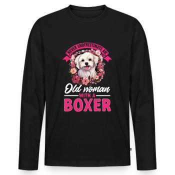 Maltese Dog Breed Pet Never Underestimate An - Männer Premium Bio Langarmshirt - Schwarz - Vorne - Nico (187cm)
