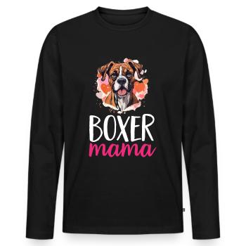 Boxer Chien Race Animal de Compagnie - Boxer Mom - T-shirt manches longues Premium bio Homme - noir - Devant - Nico (187cm)
