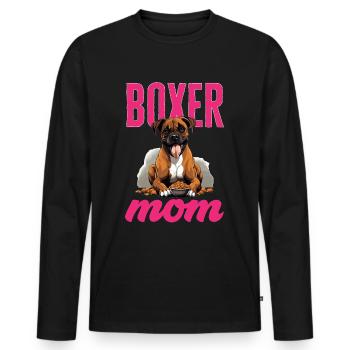Boxer Dog Breed Pet - Boxer Mom - Men's Premium Organic Long Sleeve Shirt - black - Front - Nico (187cm)