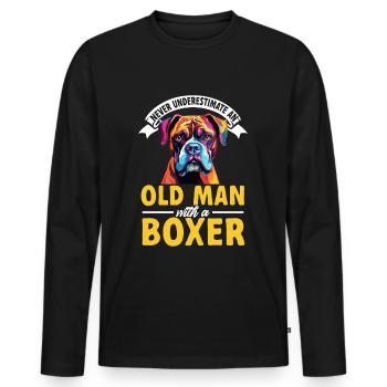 Boxer Dog Race Pet - Ne sous-estimez jamais un - T-shirt manches longues Premium bio Homme - noir - Devant - Nico (187cm)