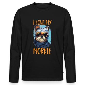 Morkie chien race animal de compagnie j’aime mon Morkie - T-shirt manches longues Premium bio Homme - noir - Devant - Nico (187cm)
