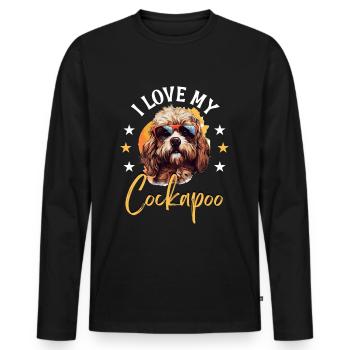 Cockapoo chien race animal de compagnie J’aime mon Cockapoo - T-shirt manches longues Premium bio Homme - noir - Devant - Nico (187cm)
