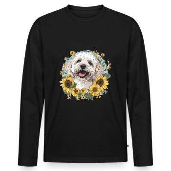 Maltipoo Sunflowers Dog Breed Pet Cute Funny - Männer Premium Bio Langarmshirt - Schwarz - Vorne - Nico (187cm)