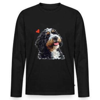 Bernedoodle chien race animal mignon Bernedoodle graphique - T-shirt manches longues Premium bio Homme - noir - Devant - Nico (187cm)