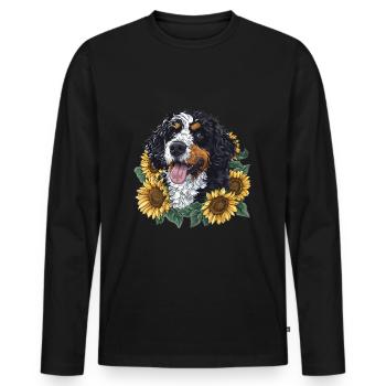 Sunflowers Dog Breed Pet Cute Bernedoodle Graphic - Männer Premium Bio Langarmshirt - Schwarz - Vorne - Nico (187cm)