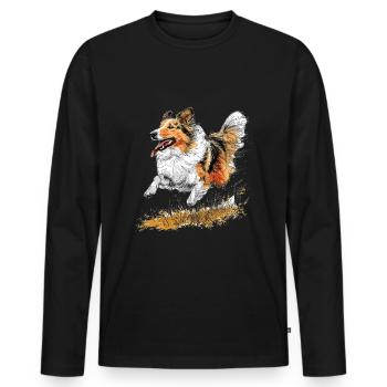 Shetland Sheepdog Sheltie Dog Breed Pet Cute - Men's Premium Organic Long Sleeve Shirt - black - Front - Nico (187cm)