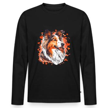 Shetland Sheepdog Sheltie Dog Breed Pet Cute - Men's Premium Organic Long Sleeve Shirt - black - Front - Nico (187cm)