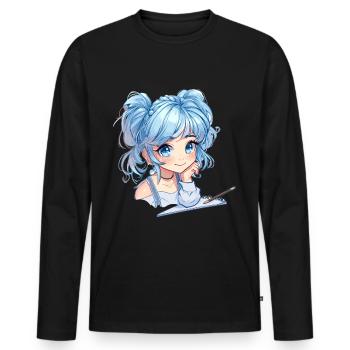 Anime and Sketching Girl Sketching Otaku Graphic - Men's Premium Organic Long Sleeve Shirt - black - Front - Nico (187cm)