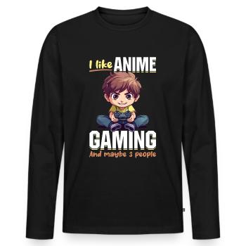 Anime Gaming Boy Manga Gamer Otaku I Like Anime - Men's Premium Organic Long Sleeve Shirt - black - Front - Nico (187cm)