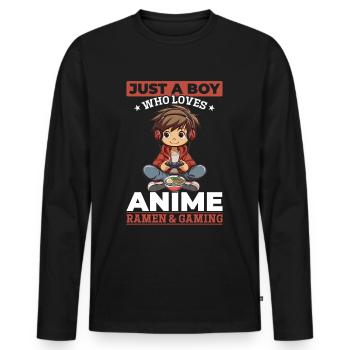 Anime Ramen Gaming Boy Manga Gamer Otaku - Men's Premium Organic Long Sleeve Shirt - black - Front - Nico (187cm)