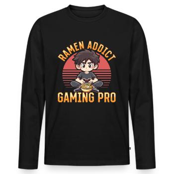Anime Ramen Gaming Boy Manga Gamer Otaku - Männer Premium Bio Langarmshirt - Schwarz - Vorne - Nico (187cm)