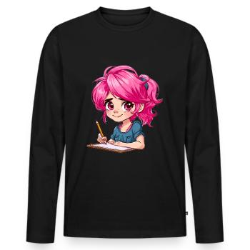 Anime and Sketching Anime Girl Sketching Otaku - Men's Premium Organic Long Sleeve Shirt - black - Front - Nico (187cm)