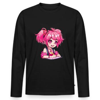 Anime and Sketching Anime Girl Sketching Otaku - Men's Premium Organic Long Sleeve Shirt - black - Front - Nico (187cm)