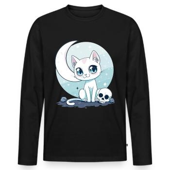 Goth Pastel Cute Creepy Kawaii Cat Kitten - Men's Premium Organic Long Sleeve Shirt - black - Front - Nico (187cm)