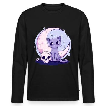 Goth Pastel Cute Creepy Kawaii Cat Kitten - Men's Premium Organic Long Sleeve Shirt - black - Front - Nico (187cm)