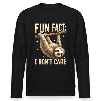 Funny Lazy Sloth Fun fact i don't care - Men's Premium Organic Long Sleeve Shirt - black - Front - Nico (187cm)