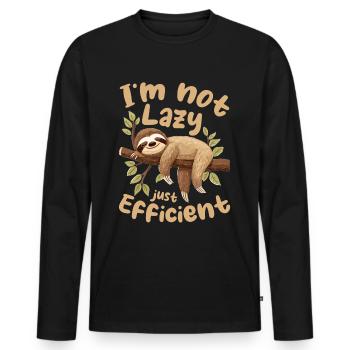 Drôle de paresseux paresseux Je ne suis pas paresseux, juste efficace - T-shirt manches longues Premium bio Homme - noir - Devant - Nico (187cm)