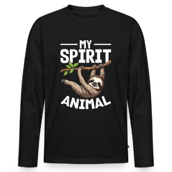 Funny Lazy Sloth My Spirit Animal - Männer Premium Bio Langarmshirt - Schwarz - Vorne - Nico (187cm)