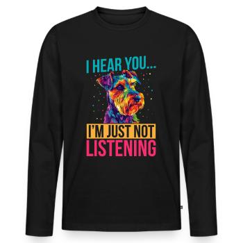 Airedale Terrier Race de chien Je t’entends - T-shirt manches longues Premium bio Homme - noir - Devant - Nico (187cm)