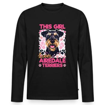 Race de chien Cette fille aime les Airedale Terriers - T-shirt manches longues Premium bio Homme - noir - Devant - Nico (187cm)
