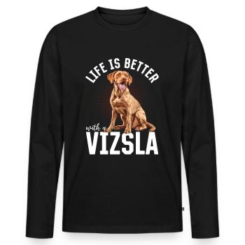 Hungarian Magyar Vizsla Dog Breed - Männer Premium Bio Langarmshirt - Schwarz - Vorne - Nico (187cm)