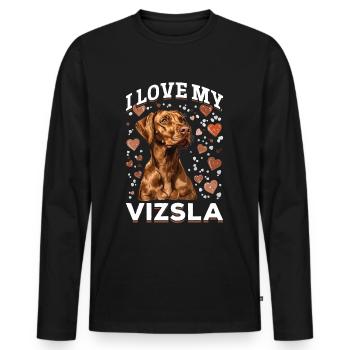 Hungarian Magyar Vizsla Dog Breed I Love my Vizsla - Men's Premium Organic Long Sleeve Shirt - black - Front - Nico (187cm)