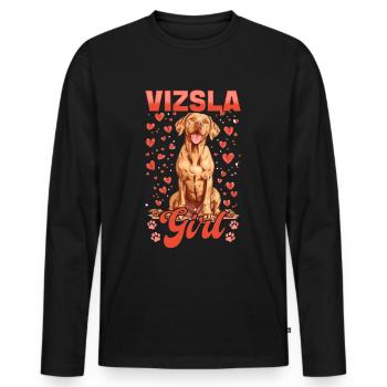 Hungarian Magyar Vizsla Dog Breed Vizsla Girl - Men's Premium Organic Long Sleeve Shirt - black - Front - Nico (187cm)