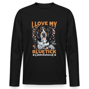 Race de chien J’aime mon Bluetick Coonhound - T-shirt manches longues Premium bio Homme - noir - Devant - Nico (187cm)