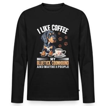 Bluetick Coonhound race de chien J’aime le café mon - T-shirt manches longues Premium bio Homme - noir - Devant - Nico (187cm)