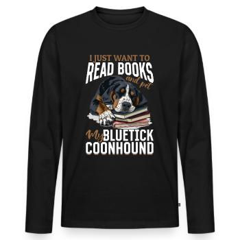 Bluetick Coonhound chien je veux juste lire des livres - T-shirt manches longues Premium bio Homme - noir - Devant - Nico (187cm)