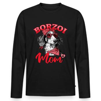 Borzoi Dog Breed Borzoi Mom - Men's Premium Organic Long Sleeve Shirt - black - Front - Nico (187cm)