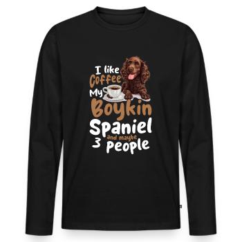 Boykin Spaniel Race de chien J’aime le café - T-shirt manches longues Premium bio Homme - noir - Devant - Nico (187cm)