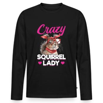Funny Squirrel Animal Crazy Squirrel Lady - Men's Premium Organic Long Sleeve Shirt - black - Front - Nico (187cm)