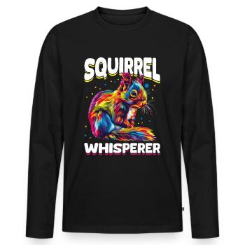 Funny Squirrel Animal Squirrel Whisperer - Men's Premium Organic Long Sleeve Shirt - black - Front - Nico (187cm)