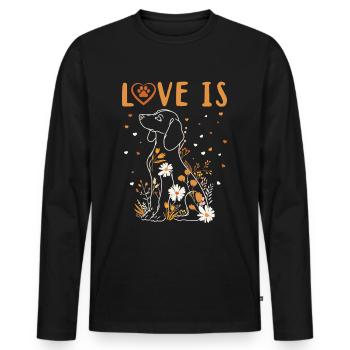 Teckel Doxie Wiener Race de chien Love Is - T-shirt manches longues Premium bio Homme - noir - Devant - Nico (187cm)