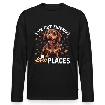 Teckel Doxie Wiener Race de chien J’ai des amis - T-shirt manches longues Premium bio Homme - noir - Devant - Nico (187cm)