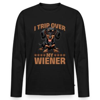 Teckel Doxie Wiener Race de chien - T-shirt manches longues Premium bio Homme - noir - Devant - Nico (187cm)