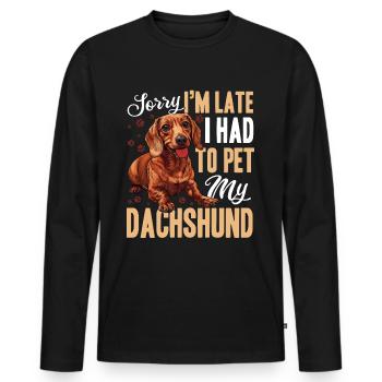 Teckel Doxie Wiener Race de chien Désolé, je suis en retard - T-shirt manches longues Premium bio Homme - noir - Devant - Nico (187cm)