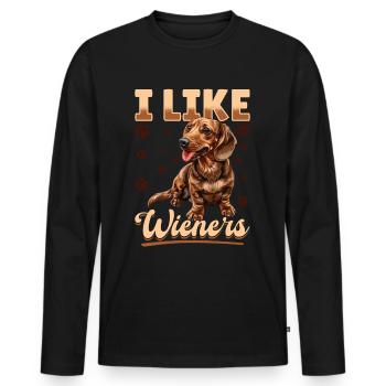 Teckel Doxie Wiener Race de chien J’aime les saucisses fumées - T-shirt manches longues Premium bio Homme - noir - Devant - Nico (187cm)