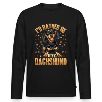 Teckel Doxie Wiener Race de chien Je préfère - T-shirt manches longues Premium bio Homme - noir - Devant - Nico (187cm)