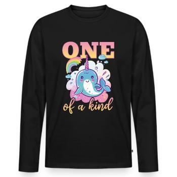 Funny Narwhal Animal One Of A Kind - Männer Premium Bio Langarmshirt - Schwarz - Vorne - Nico (187cm)